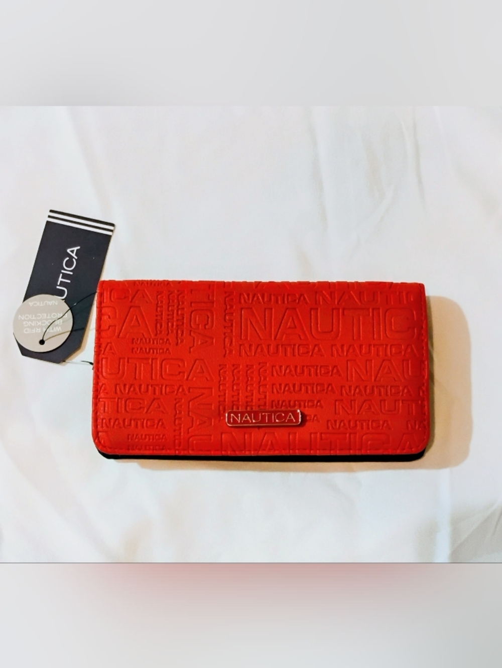 Nautica Red Embossed Zip Wallet